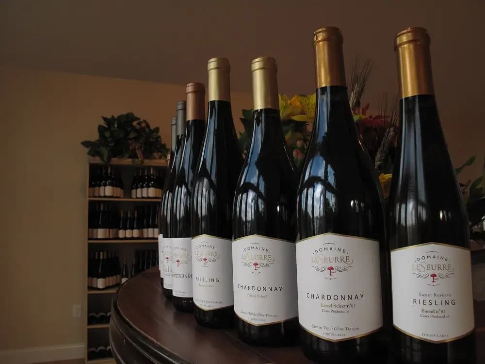 Wines displayed in the tasting room