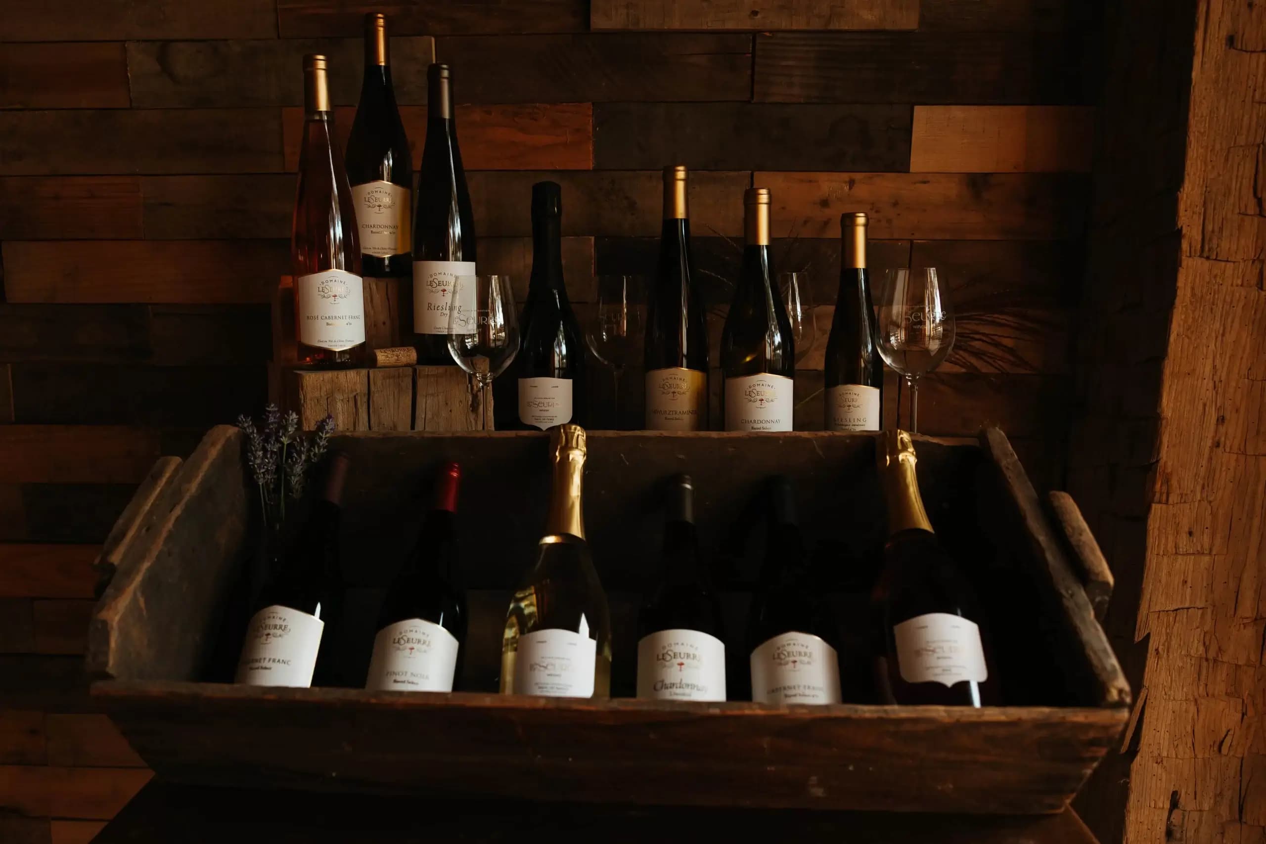 Curated wine selection at Domaine LeSeurre